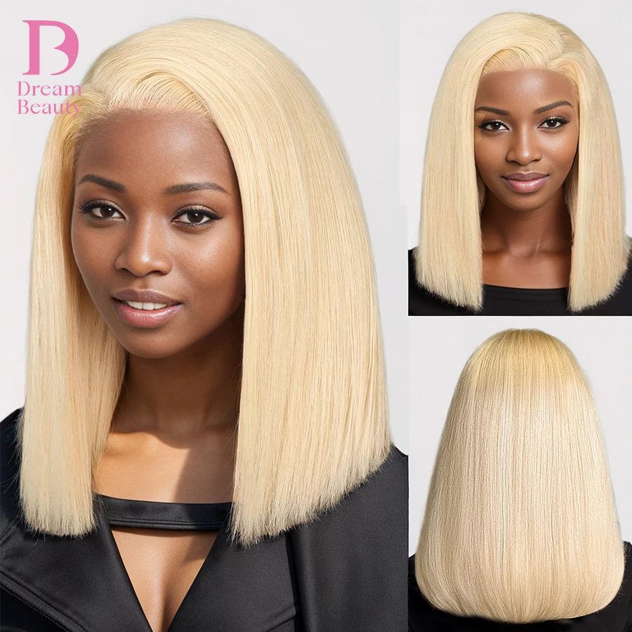 Straight Blonde 613 Transparent Bob Wig for women 13x4 Human Hair Lace Frontal wig 5x5 Closure Wigs