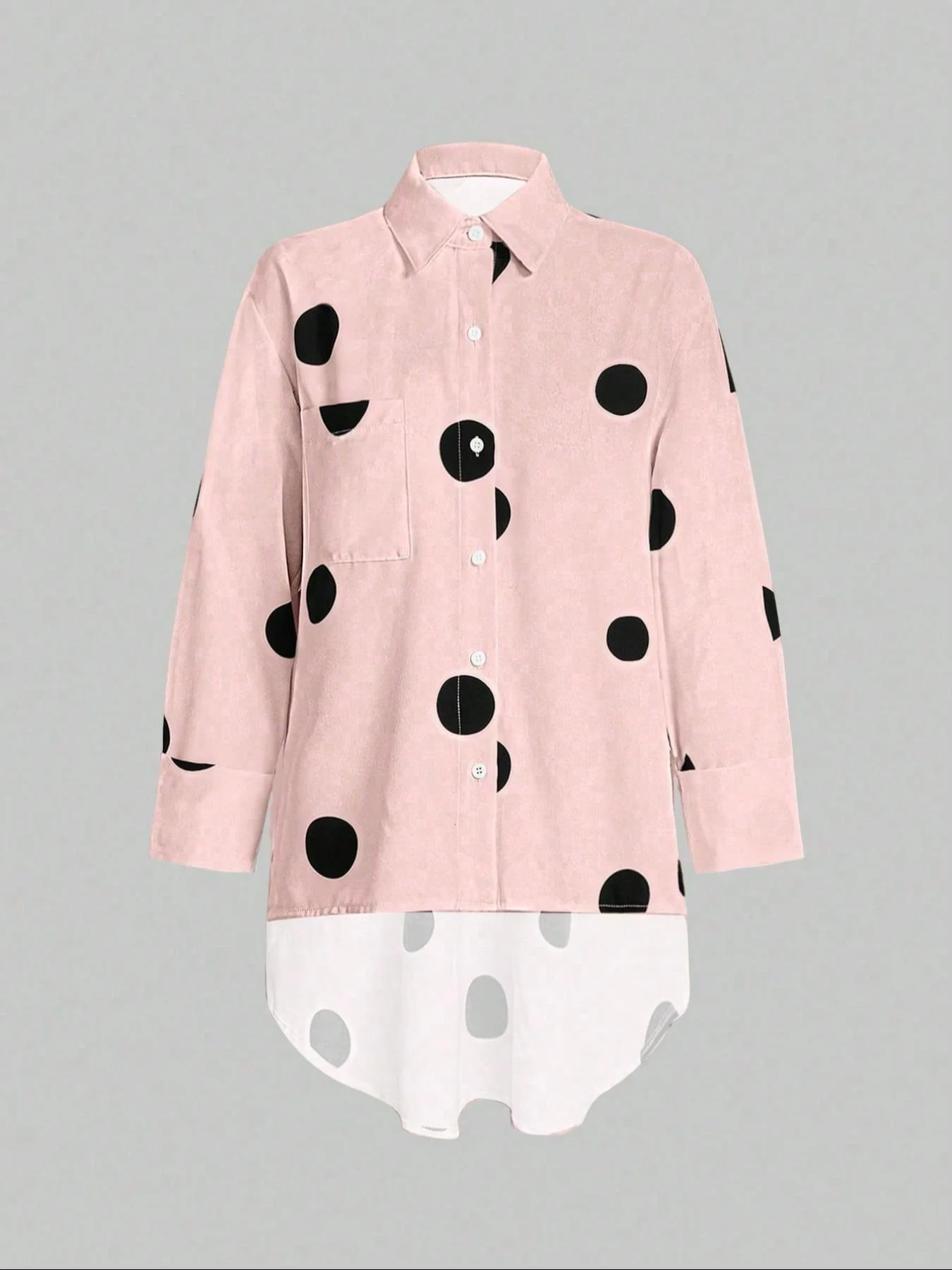 قميص نسائي بحاشية منحنية مطبوع عليه نقاط بولكا، بلوزة كاجوال بأكمام تشبه جناح الخفّاش وأزرار أمامية للصيف، بلوزة نسائية للارتداء اليومي