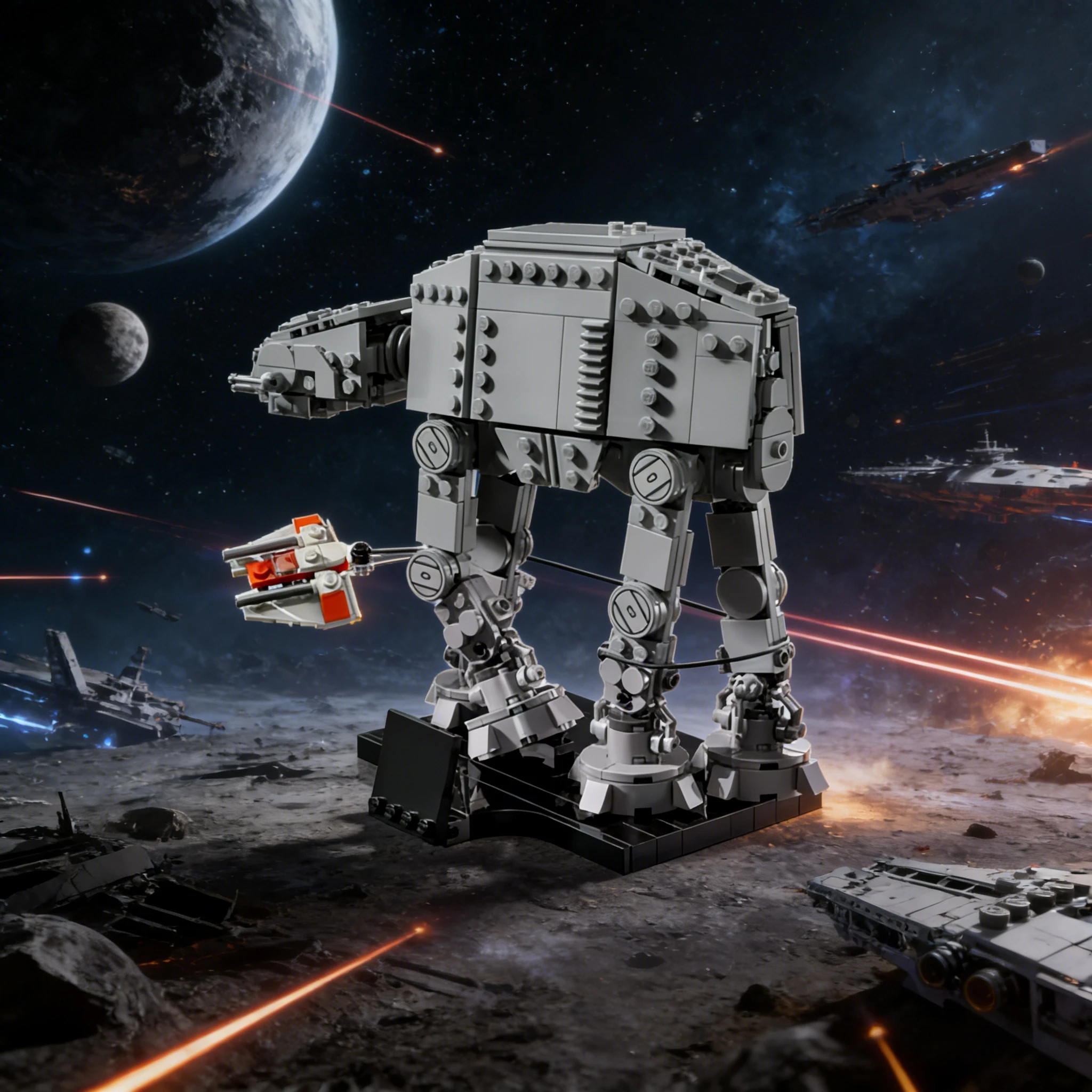 

Набор строительных блоков Sci-Fi Space Walker - 525 деталей, модель галактического механического конструктора с подставкой для фигурок