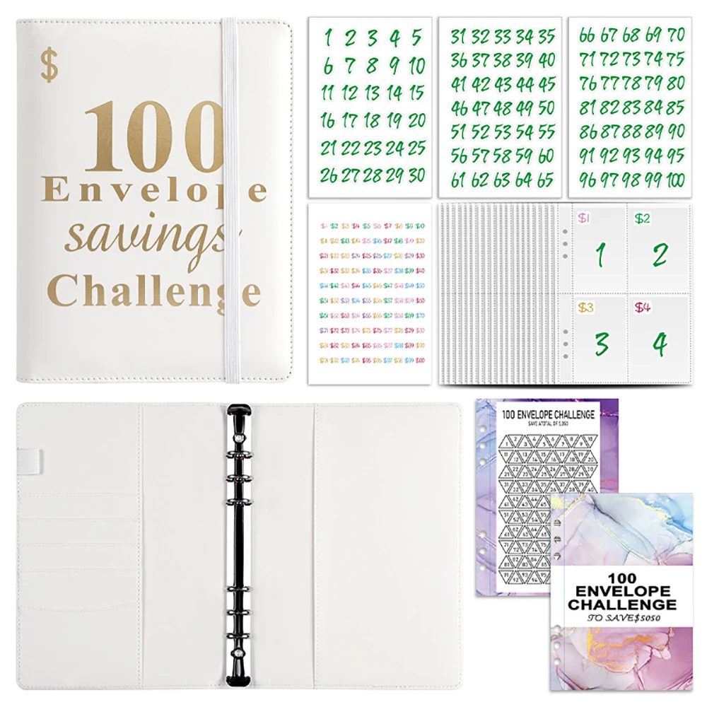 A6 Money Budget Planner 2024 Cash Envelope Savings Money 6 Holes Binder for Financial Management Loose-leaf Notebook Binder view 2