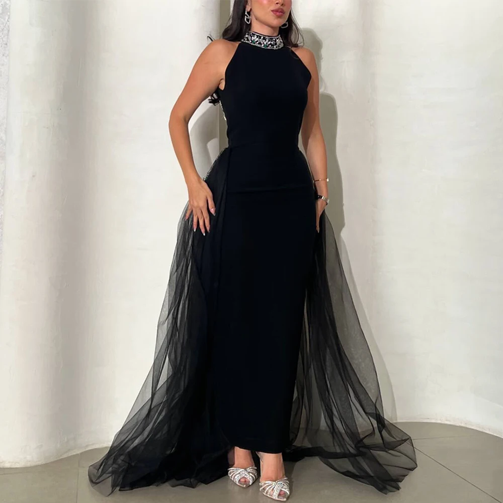 

Изысканное вечернее платье без рукавов по индивидуальному заказу, высококачественные атласные платья для выпускного вечера, нежные черные платья для особых случаев