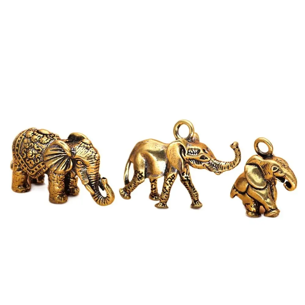 Brass Decoration Jewelry Charms Car Key Ring Ornaments Desktop Decoration Chinese Style Pendant Elephant Keychain Pendant