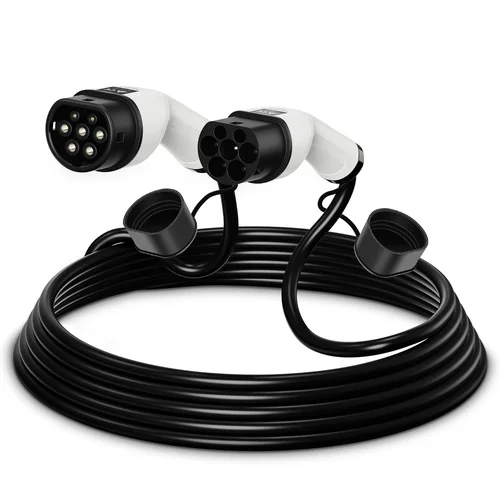 Imagen 2 del producto Cable de carga EV portátil 32A 22KW Cable de vehículo eléctrico trifásico 5M tipo 2 IEC62196-2 estación de carga EVSE enchufe hembra a macho