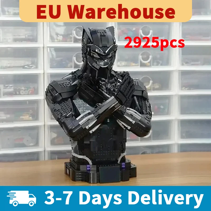 2925 Piezas Set de Busto de Leopardo Negro Modelo MOC de Película, Rompecabezas Personalizado DIY, Ideas Creativas, Juguete para Niños, Regalo de Cumpleaños 76215