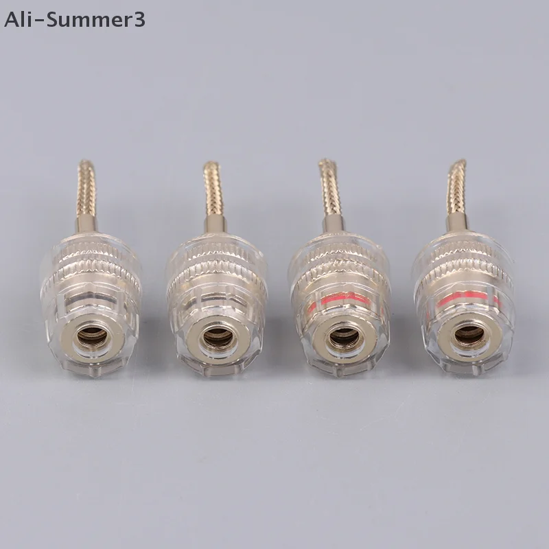 2/4개 4MM 바나나 암 커넥터에서 2MM 핀 커넥터로 변환 HIFI 케이블 어댑터 플러그 브레이디드 구리 와이어 소켓