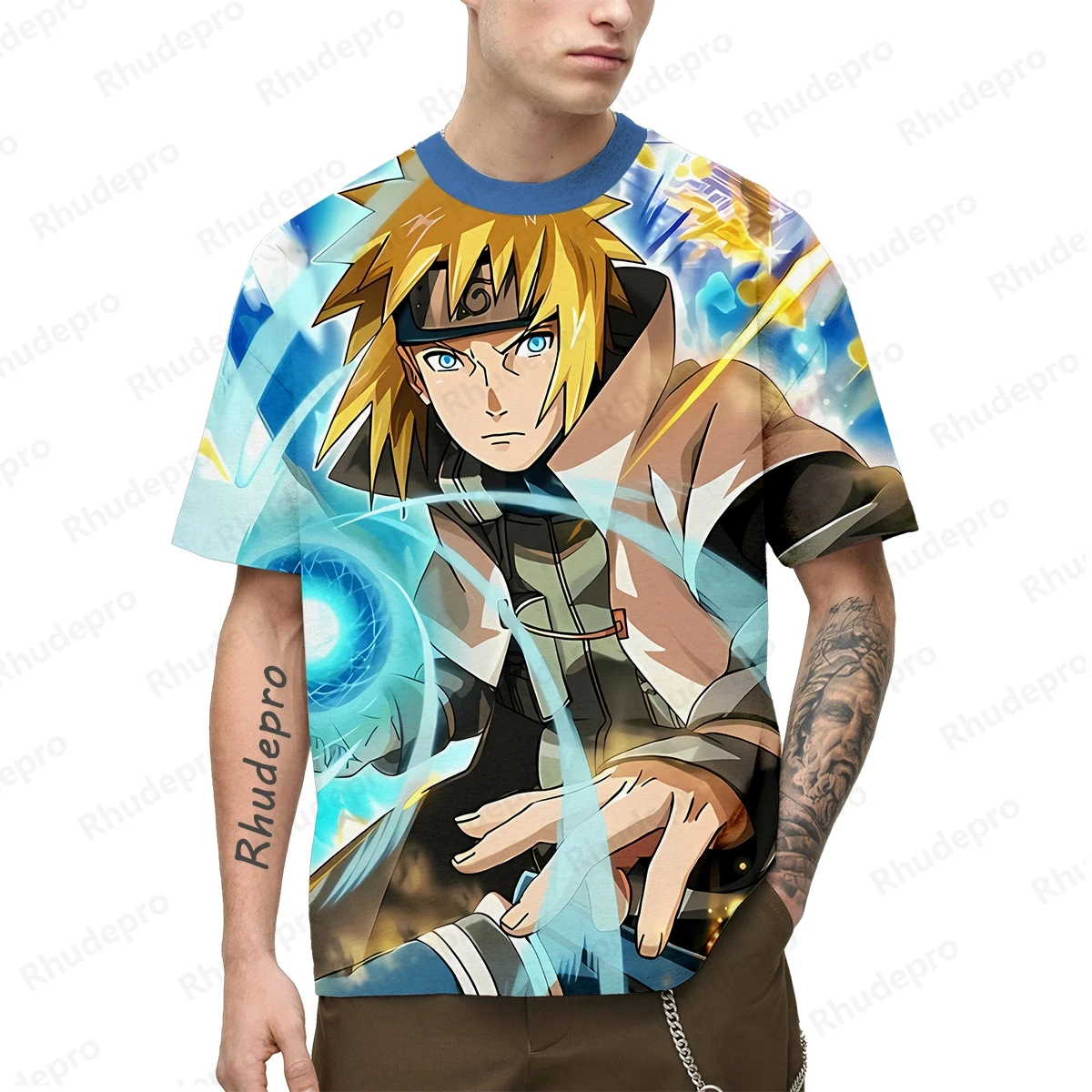 Naruto camiseta de manga curta masculina e feminina, top redondo casual estampado em 3D, venda quente, novo