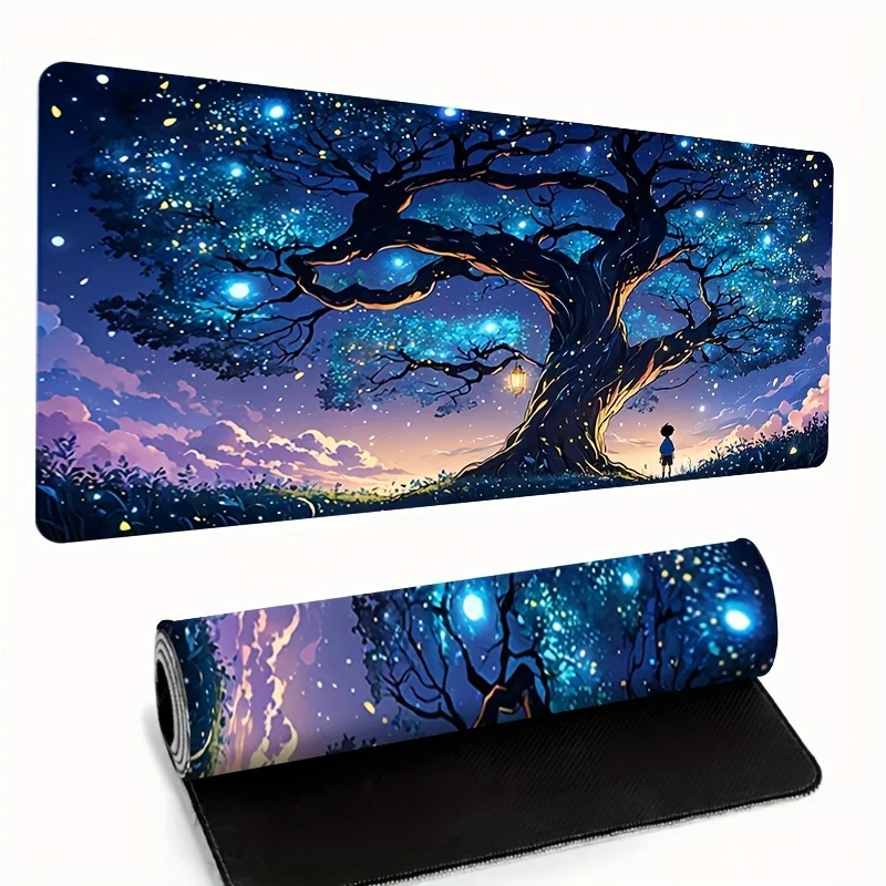 

Коврик для игровой мыши Starry Night Tree Design, настольный коврик для клавиатуры XXL, прочные прошитые края — идеально подходит для геймеров на ПК и офисе
