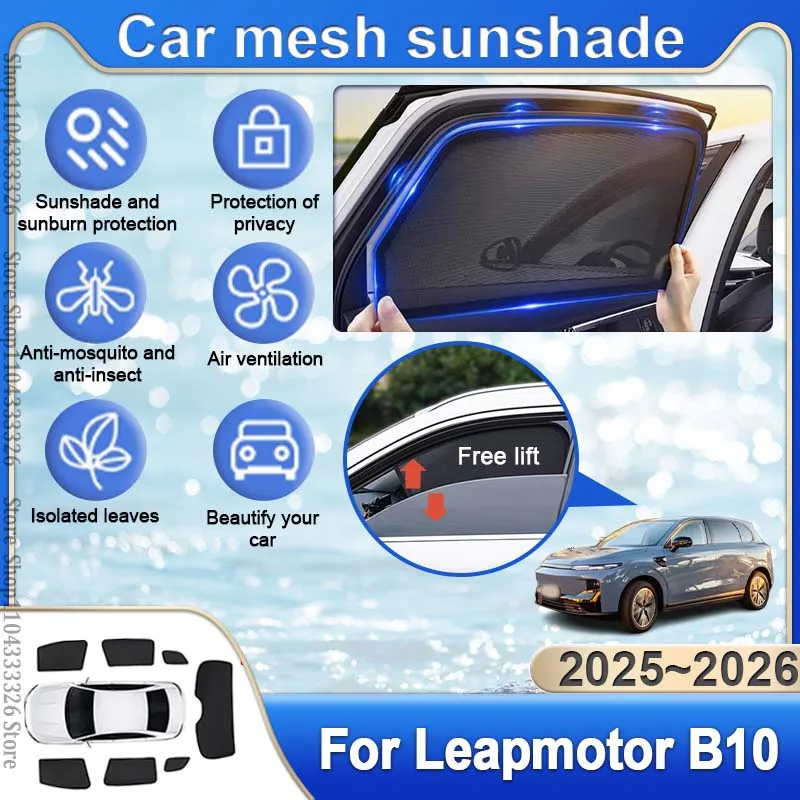 

For Leapmotor B10 2025 2026 Car Magnetic Sunshade Windshield Sunshade Protector Blind Heat Shield Sunscreen Shading Accessories