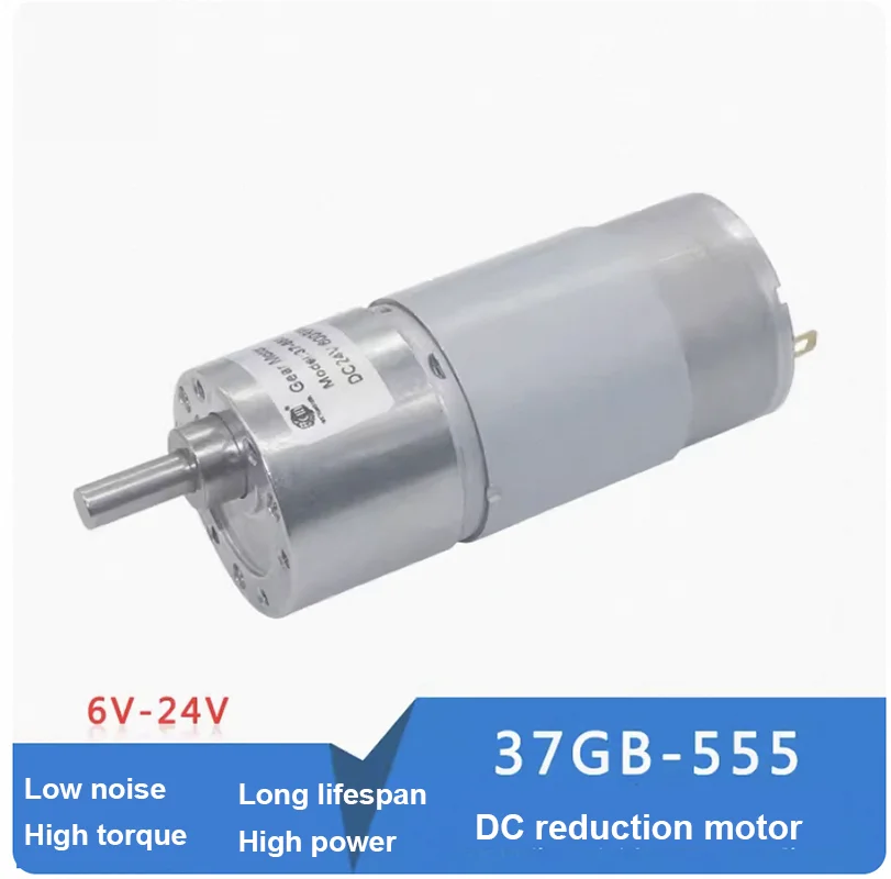 JGB37-555 High Torque Low Speed 12V Electric DC Gear Motor Micro 24V 555 Dc Gearbox Reduction Motor Geared Motor for Robot Arm