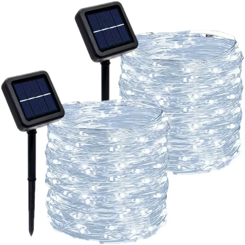 LED Solar Fairy Lights Outdoor Solar Lichtslingers Waterdicht 8 Modi Koperdraad Knipperlichten voor Tuin Bruiloft Decor