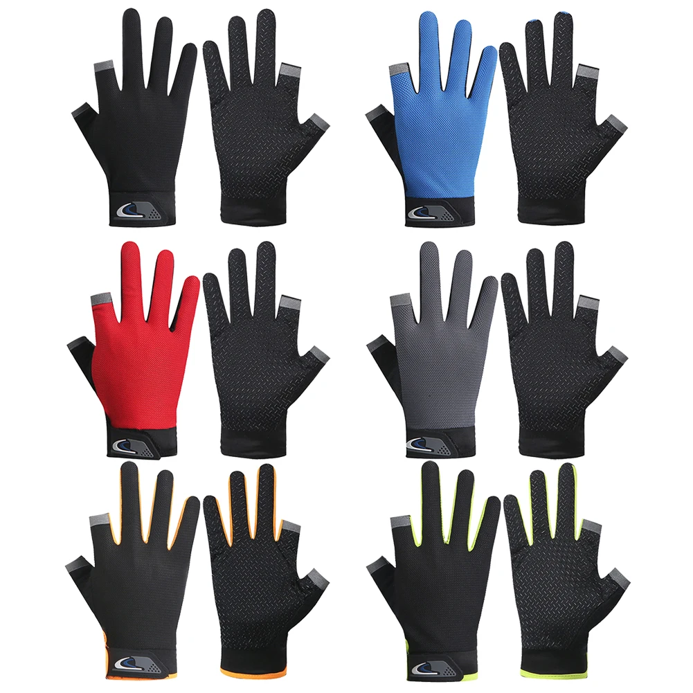 1 Pair Winter Fishing Gloves 2 Cut Fingers Sport Cycling Mitten Men Women Anti-slip Antiskid Fishing Wear for Pesca Fitness