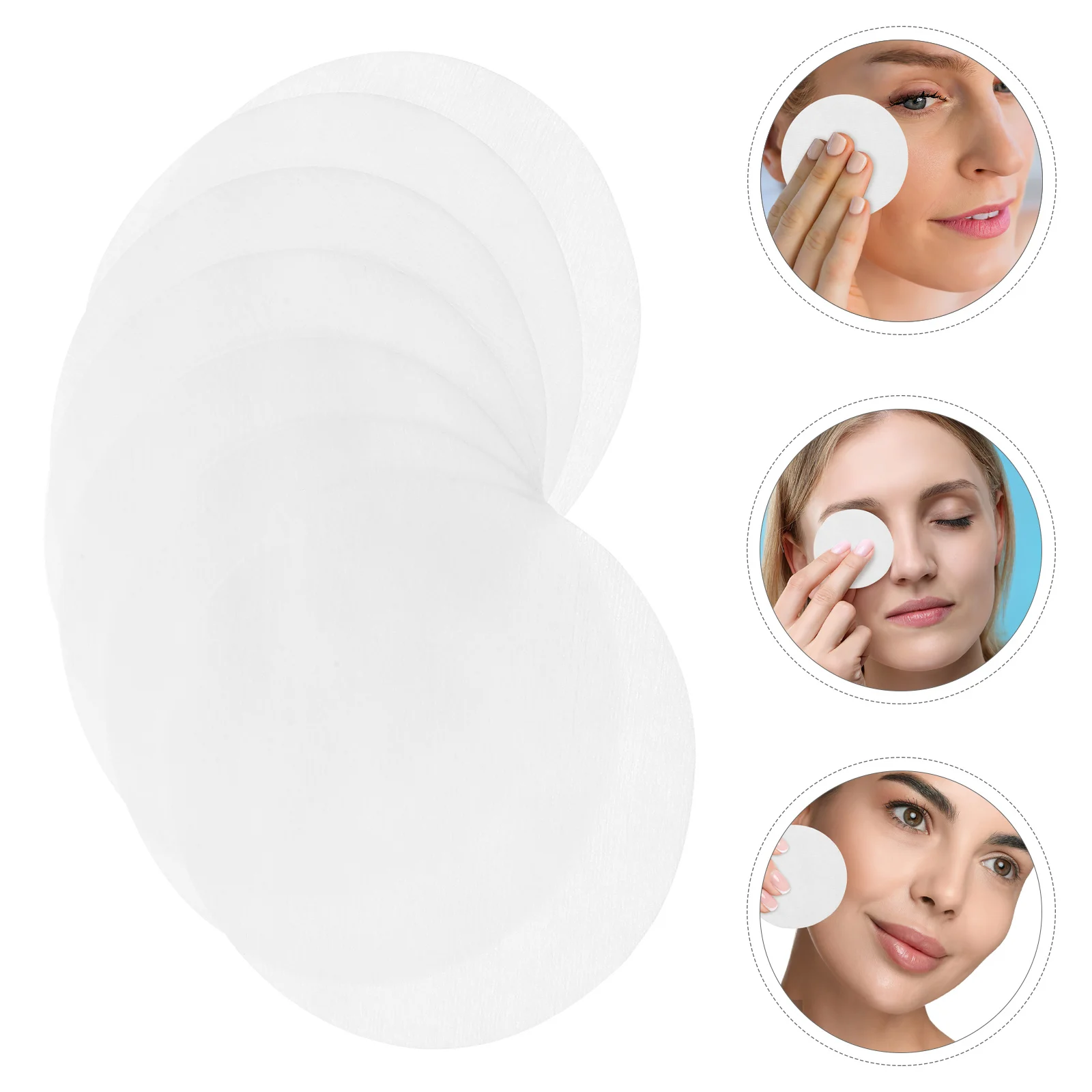 Almofadas de limpeza facial não tecidas macias, 200 peças, limpadores descartáveis altamente absorventes para remoção de maquiagem, 7.5cm de diâmetro, almofadas removedoras de maquiagem