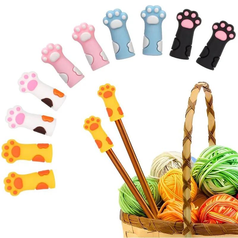 5/10/15 Cat Claw knitting stopper Multi-color knitting needle point protection silicone knitting and crochet supplies