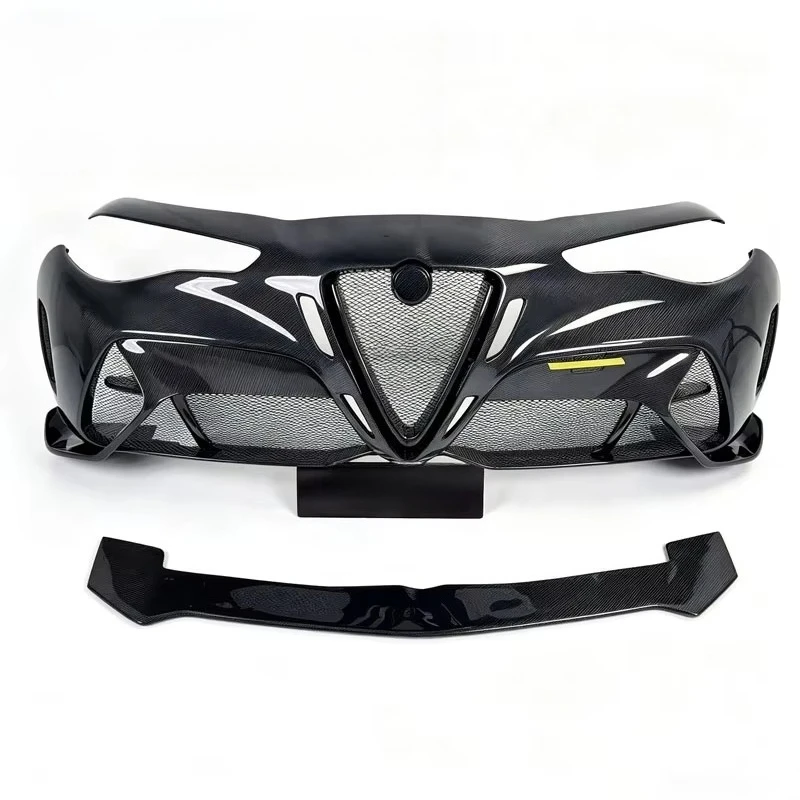 Giulia GTAm Version Carbon Fiber Front Bumper & Fender Styling Part-Black Polished Finish Easy Installation