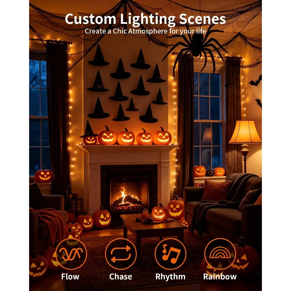 RGB Smart Fairy Lights 16.4ft 50 LEDs, App & Remote Control, Music Sync, Waterproof for Indoor/Outdoor Decor