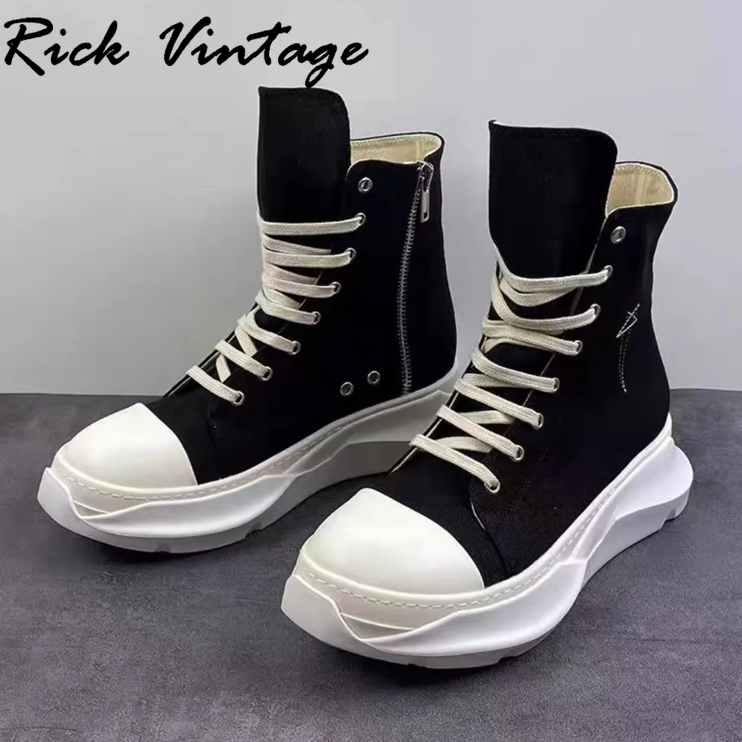 Rick Vintage High Top Canvas Shoes Women Casual Fashion Breathable Platform Lace Up Sneakers Shoes Men\'s Large Size Trend Shoes