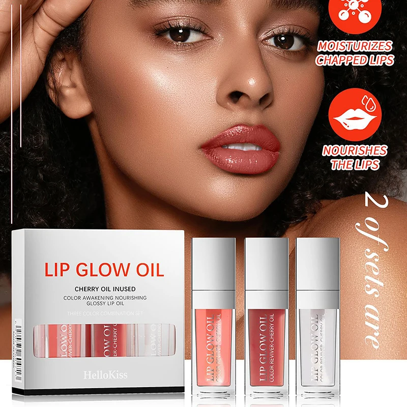 3 Stuks Plumping Lip Olie Hydraterende Lip Glow Olie Sappige Lipgloss Langdurige Voedende Lip Glow Olie Niet Plakkerig