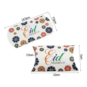 10pcs Eid Mubarak Hadiah Kraft Tas Kotak Bantal Permen Kue Coklat Kotak Kertas Ramadan Kareem Dekorasi Perlengkapan Pesta Anak-anak Hadiah 10 kotak lebaran terlaris - №