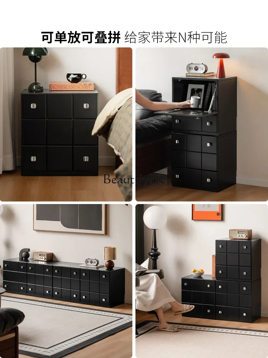 

09ZSolid wood chest bedroom modern simple home modular chest of drawers