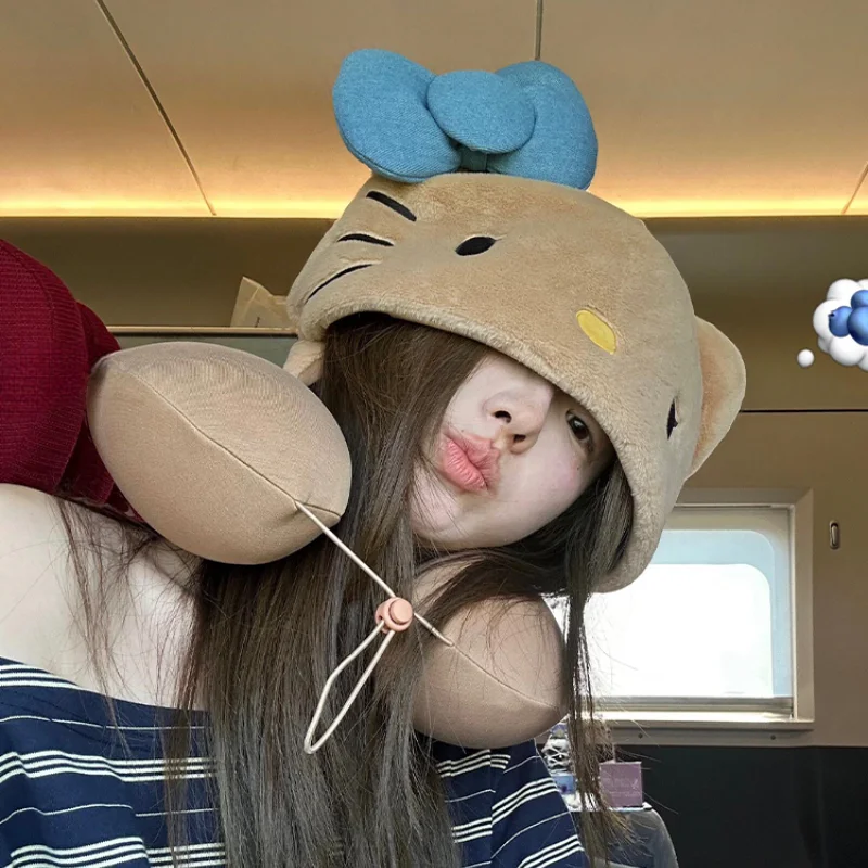 Hello Kitty Hooded Pillow Neck Protector Sleeping Hooded Pillow Trend Travel By Plane and Train Special Gifts