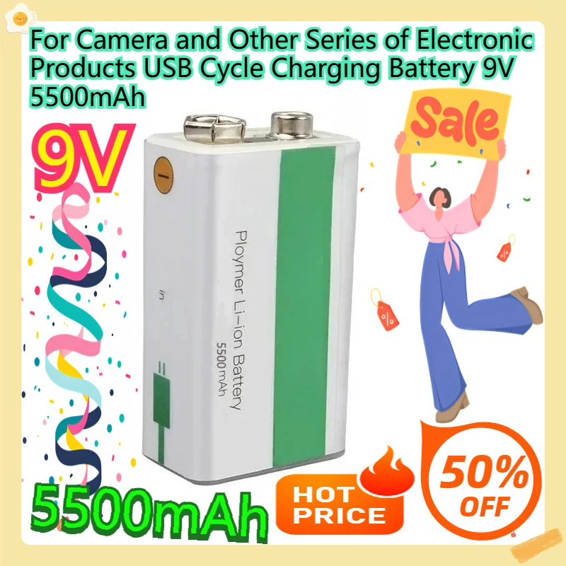

For Camera and Other Series of Electronic Products USB Cycle Charging Battery 9V 5500mAh
