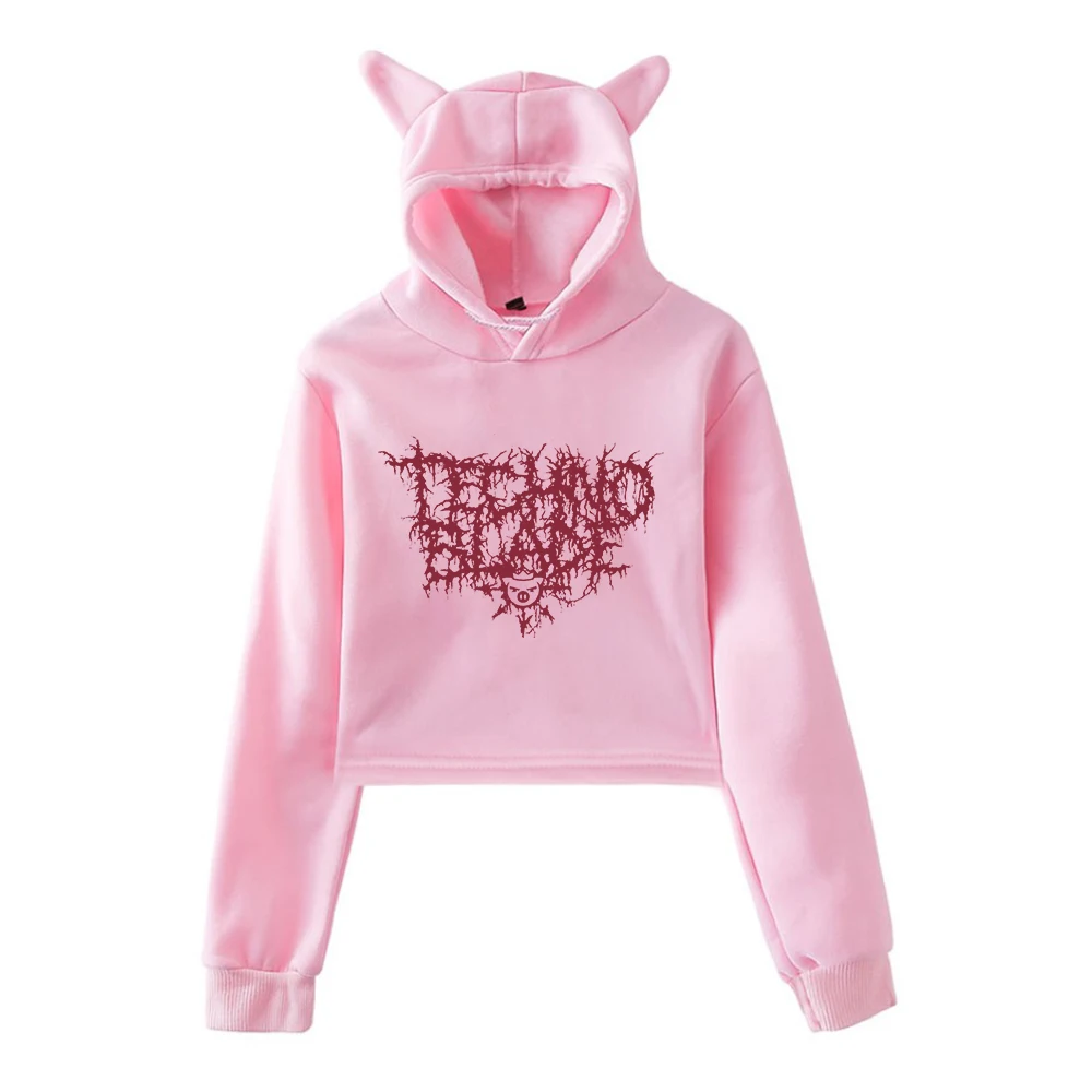 

Technoblade Metal Font Pullover Cat Ears Hoodie Long Sleeve Sweatshirt Female Crop Top 2023 Funny Women's Clothes