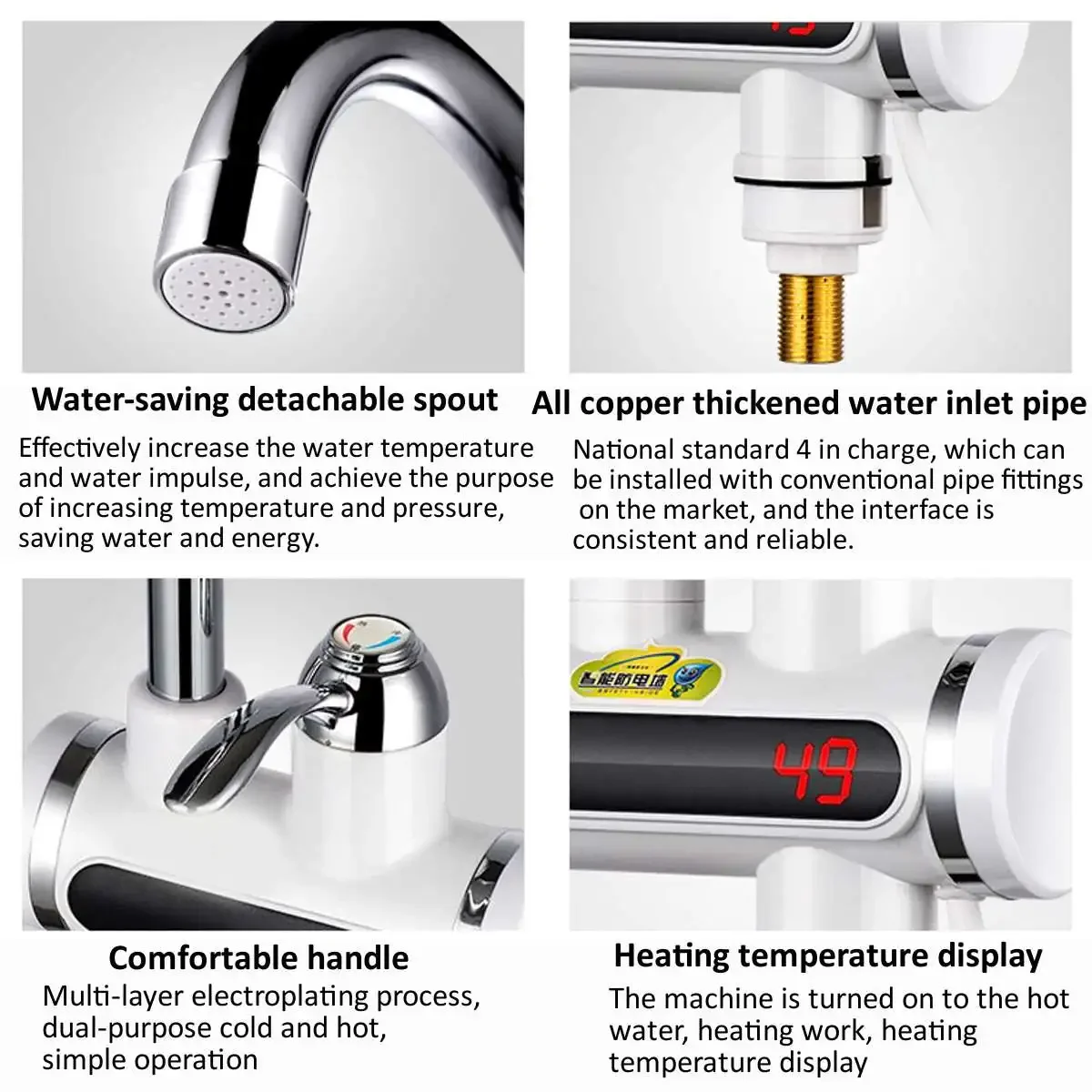 Pemanas air pancuran listrik instan 3000W, keran listrik dapur, pemanas air instan + Pancuran 220V