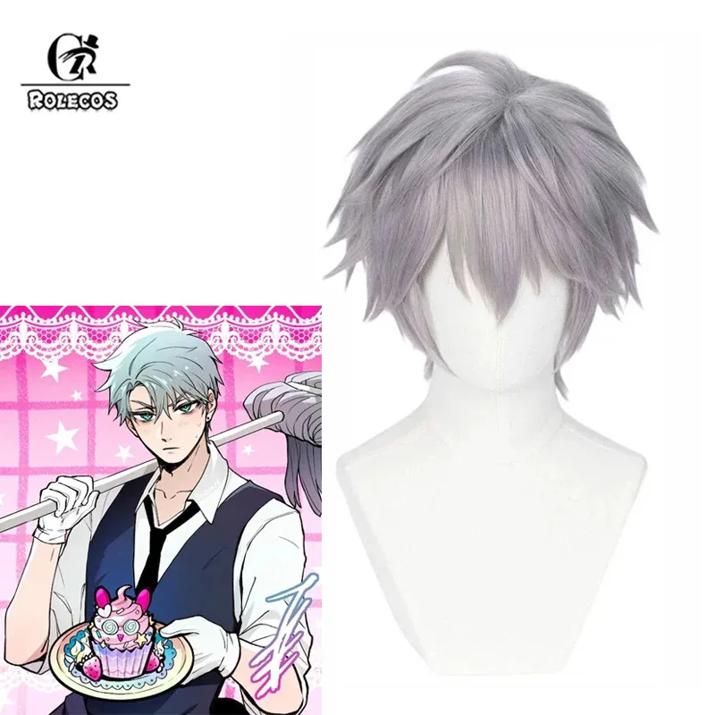 

ROLECOS Alien Stage Till Косплей Парики Till Halloween 30 см Мужские Короткие Прямые Серые Cos Парик Термостойкие Синтетические Волосы