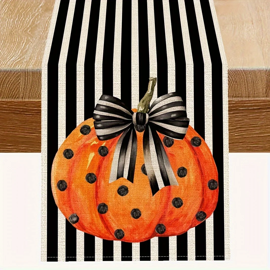 

1Pc Halloween Theme Table Flag, Orange Dot Pumpkin Pattern, Suitable for Party, Restaurant, Home, Market, Holiday Decoration Scene.