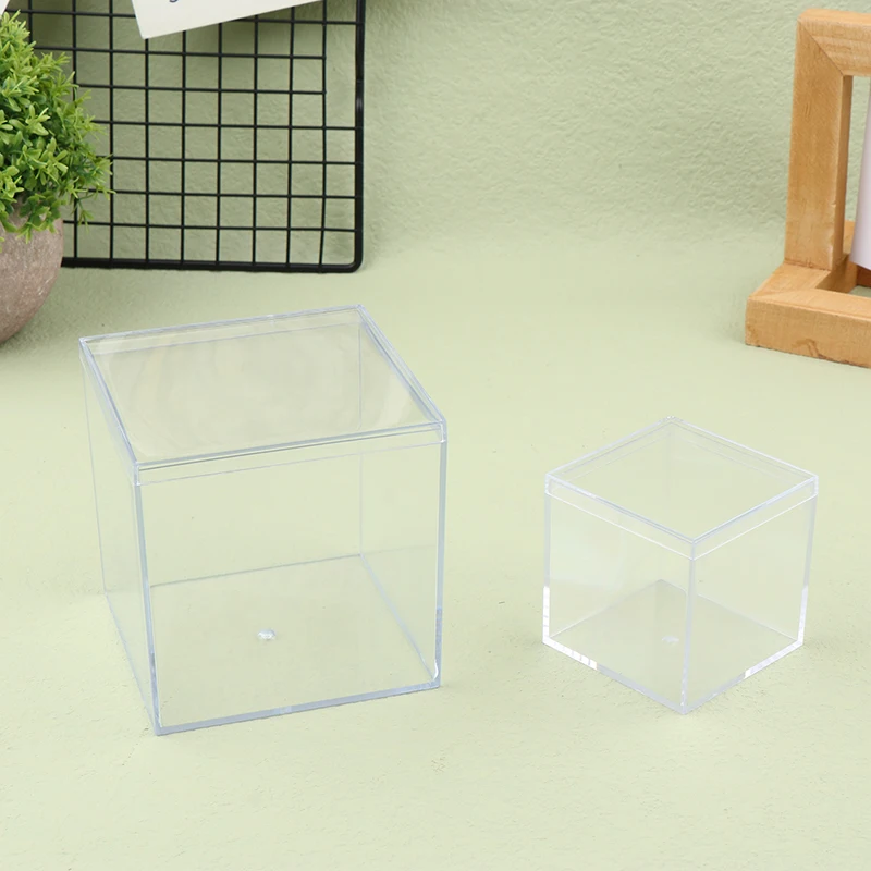 1Pc Transparent Acrylic Boxes With Cover Plastic Organizer Small Gift Square Packing Box Food Candy Storage Container For Home