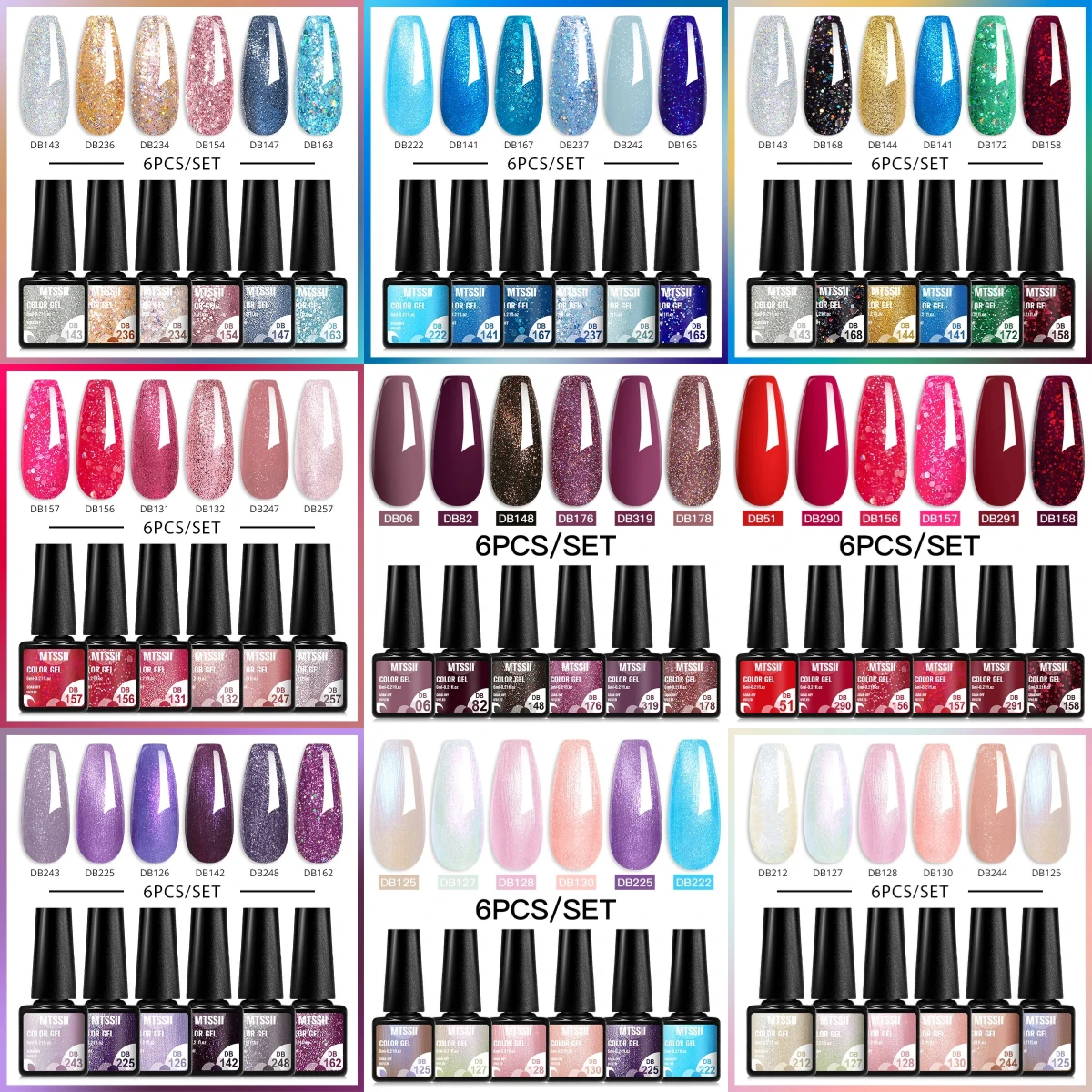 

Mtssii 6Pcs/Set Milkely White Glitter Gel Nail Polish Peach Pink Color Semi Permanent Nail Art Gel Vernish For Manicure Kits