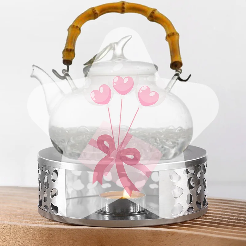 Stainless Steel Tea Teapot Stand Heater Candle Round Base Heater Coffee Milk Candle Holder Stove Crazy Volcano Oil