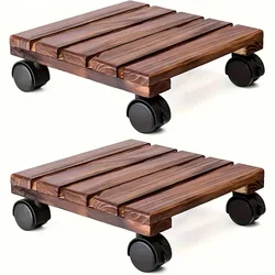 Multifunctional Flowerpot Mobile Tray Square Universal Wheel Mobile Base Flowerpot Support Indoor Heavy-Duty Wooden Storage Rack
