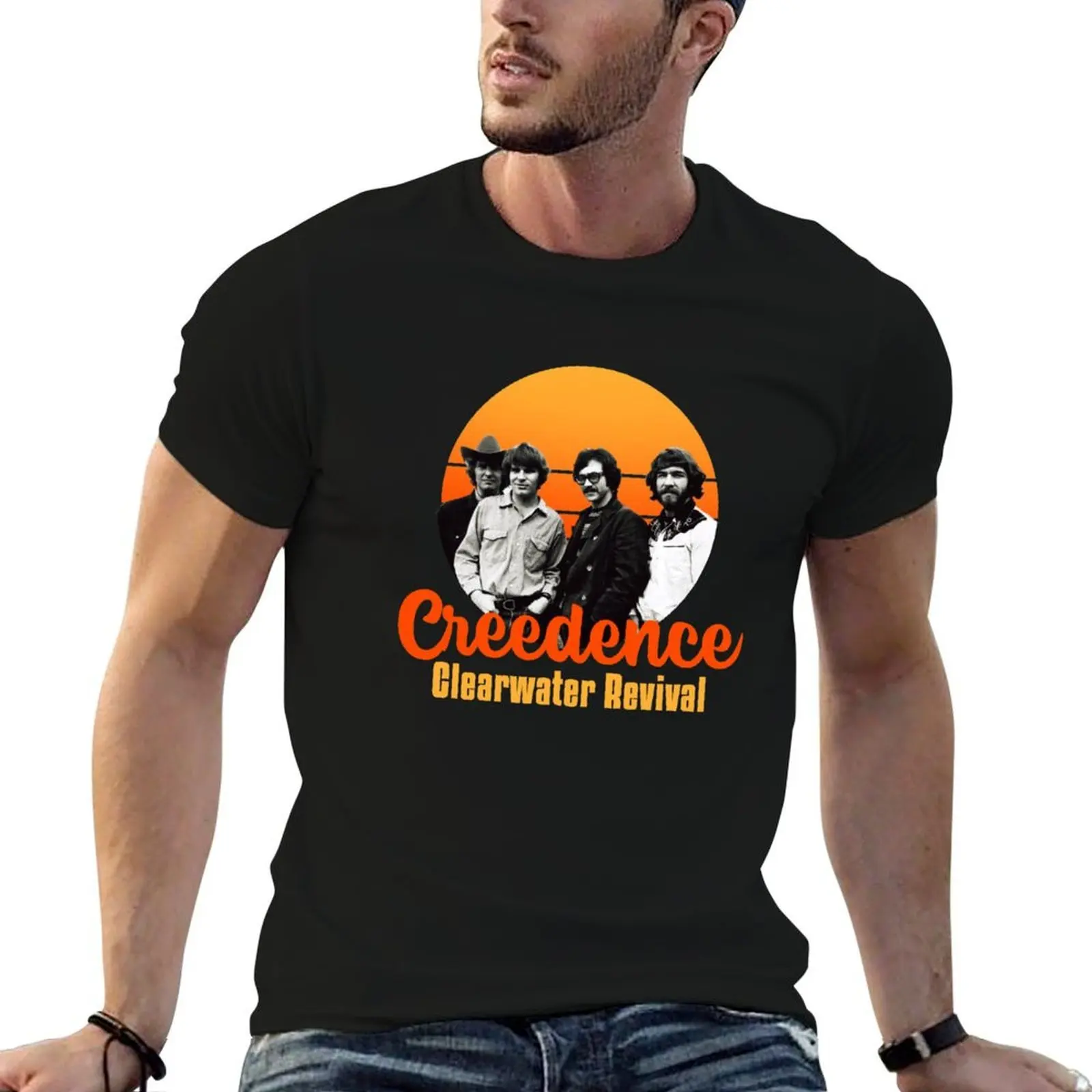 Creedence Clearwater Revival Vintage Sunset Design T-Shirt cotton man t-shirts sweat Men's t shirts