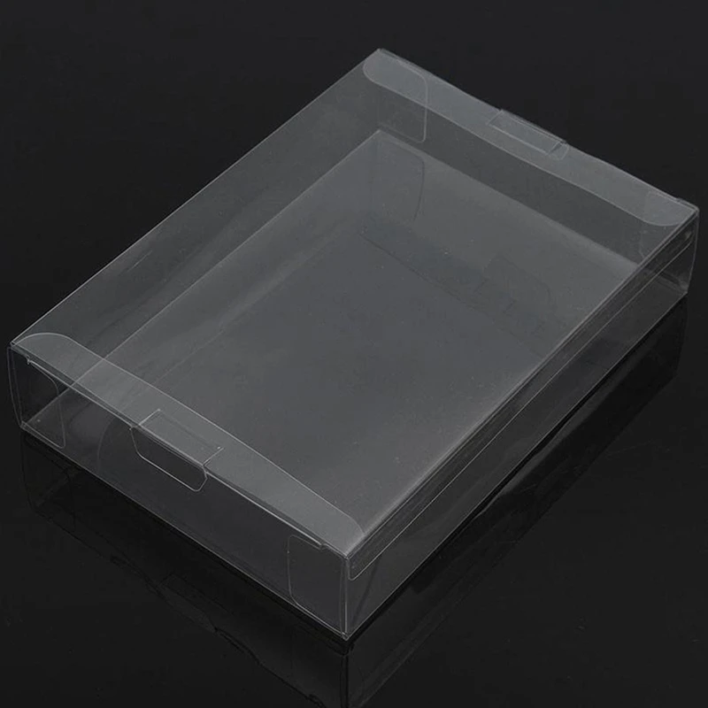 Clear PET Plastic Box Protector Case, Capa de mangas para SNES, N64, CIB, Caixa de cartucho de jogos, 10pcs por lote