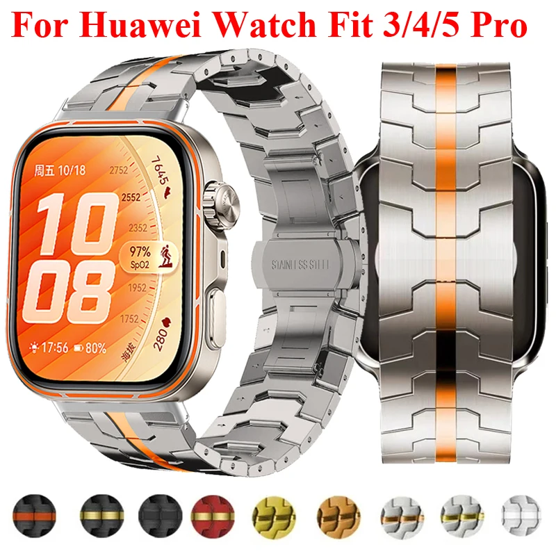 Metallarmband für Huawei Watch Fit 5 Pro, Edelstahlband, luxuriöses Ersatzarmband für Huawei Fit3 Fit4 Fit4Pro Fit5 Correa