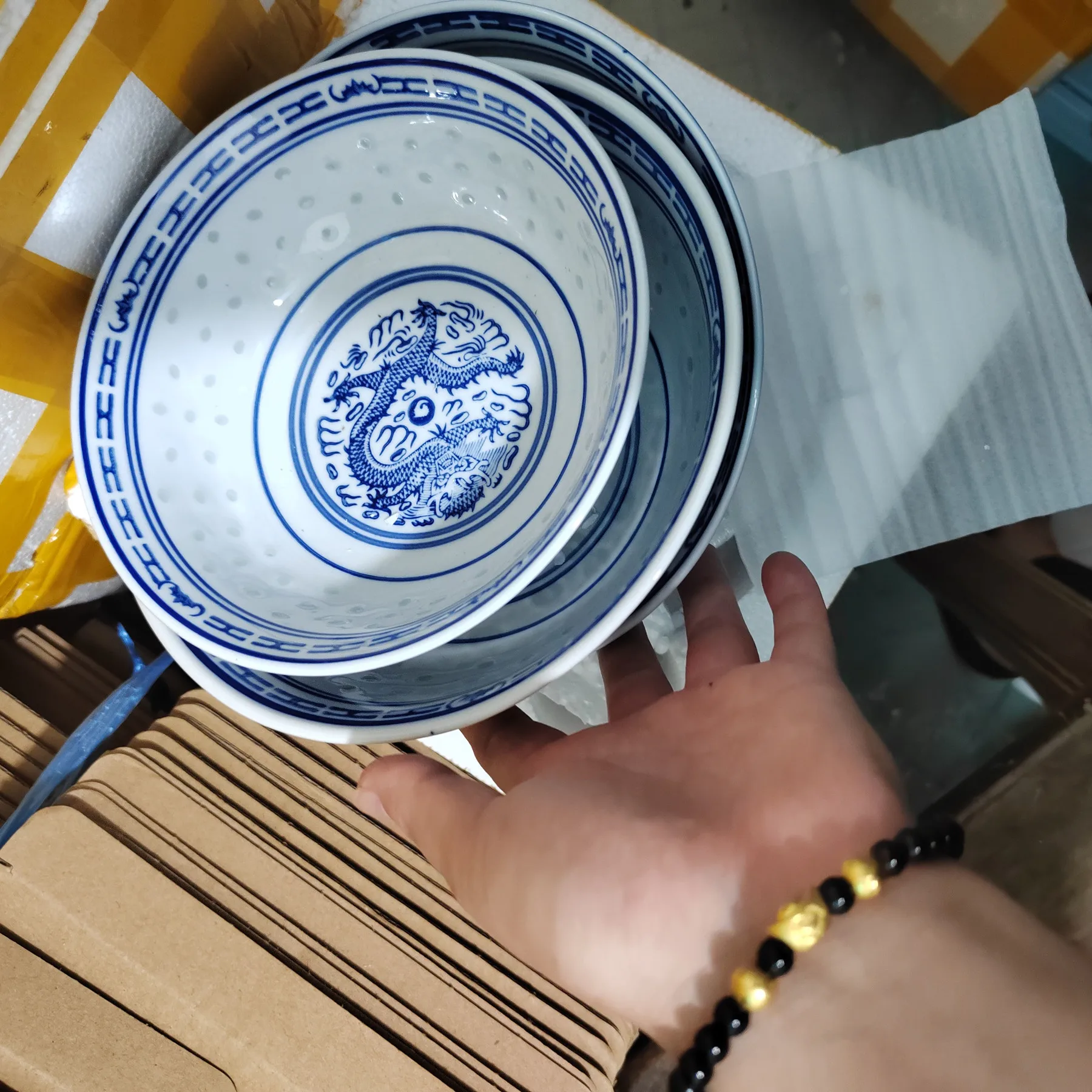 Blue And White Ceramic Tableware Chinese Dragon Pattern Soup Noodles Bowl Vintage Rice Bowls Salad Bowl Dinnerware