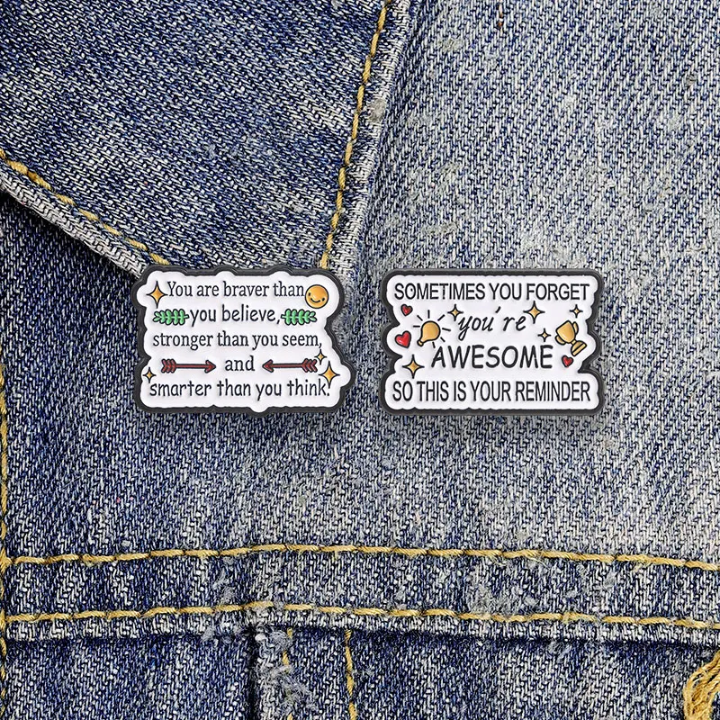 Sometimes You Forget You're Awesome Enamel Pin Motivational Self Care Quote Brooch Lapel Badge Gift For Mental Health Support