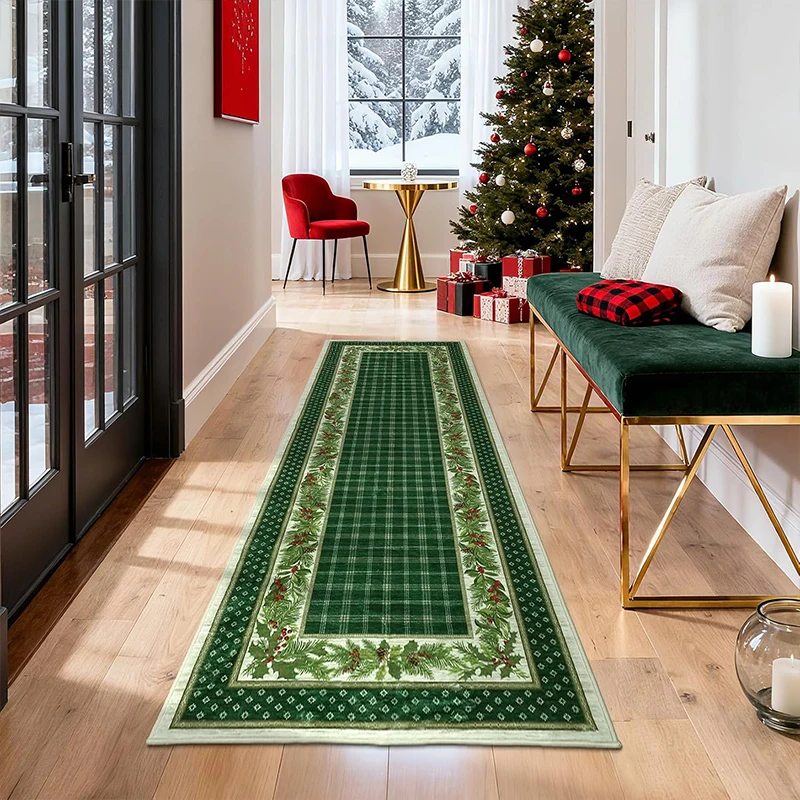 Corridor Carpet Runner Rug Hallway Long Carpets Machine Washable Non-Slip Floor Mat Bedside Mat Christmas Style Home Decor Rugs
