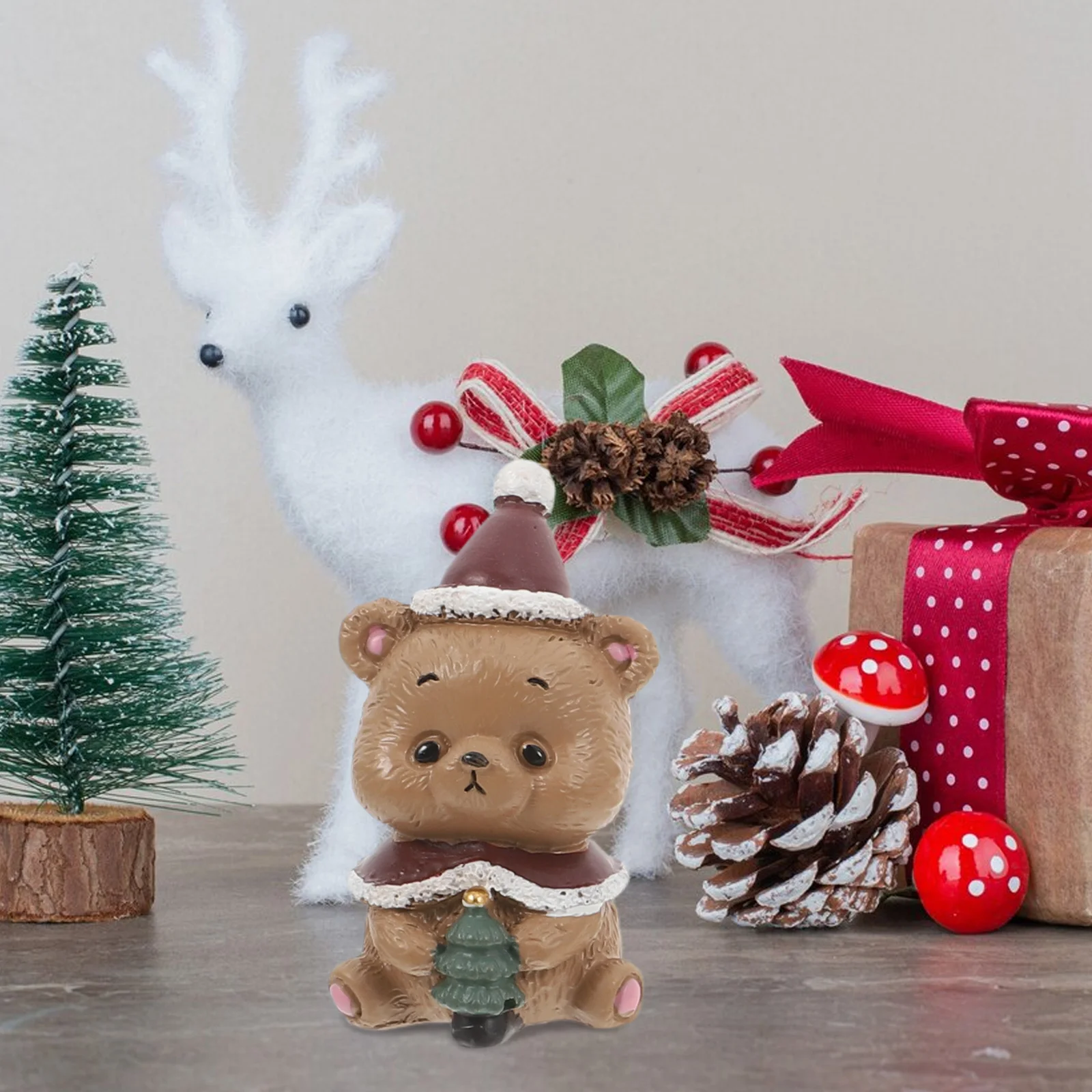 

5 pcs Resin Craft Ornaments Set Christmas Santa Elk Snowman Mini Models For Home Garden Office Cake Xmas Decoration