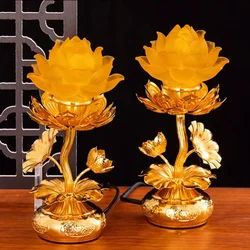 Household LED Seven Color Glazed Lotus Lamp, for Buddha Lamps, Prayer in Front of Buddha, Eternal Light, Feng Shui, Safety Plug