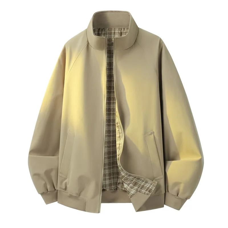 Men's Windproof Waterproof Flip Collar Jacket Double Layer Slim Fit Workwear Flight Top Trendy Autumn Winter New Arrival
