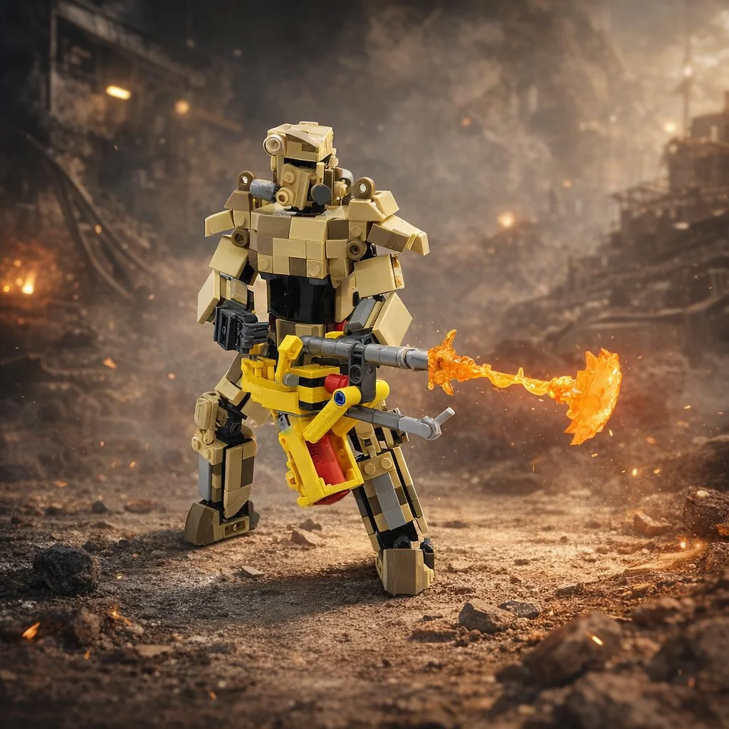 

Desert Camo T-45 Power Armor MOC Mecha Soldier Building Block Model Military Style Display Collection Toy