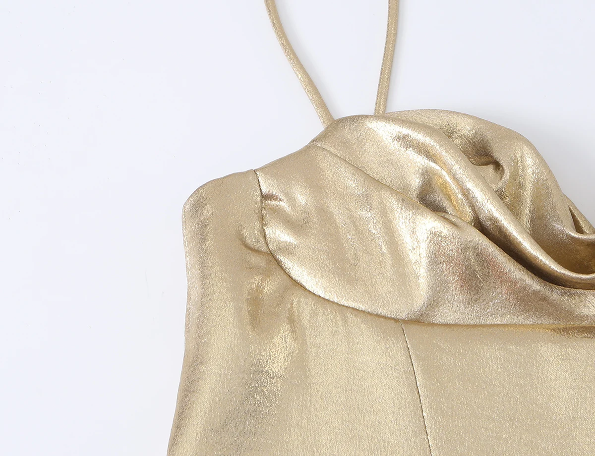 KONDALA Damen Schickes Sexy Trägerkleid Cocktail Geburtstagsparty Korsett Goldfarbenes Kleid 2026 Sommer Trendiges Damen-Minikleid – Detail 6
