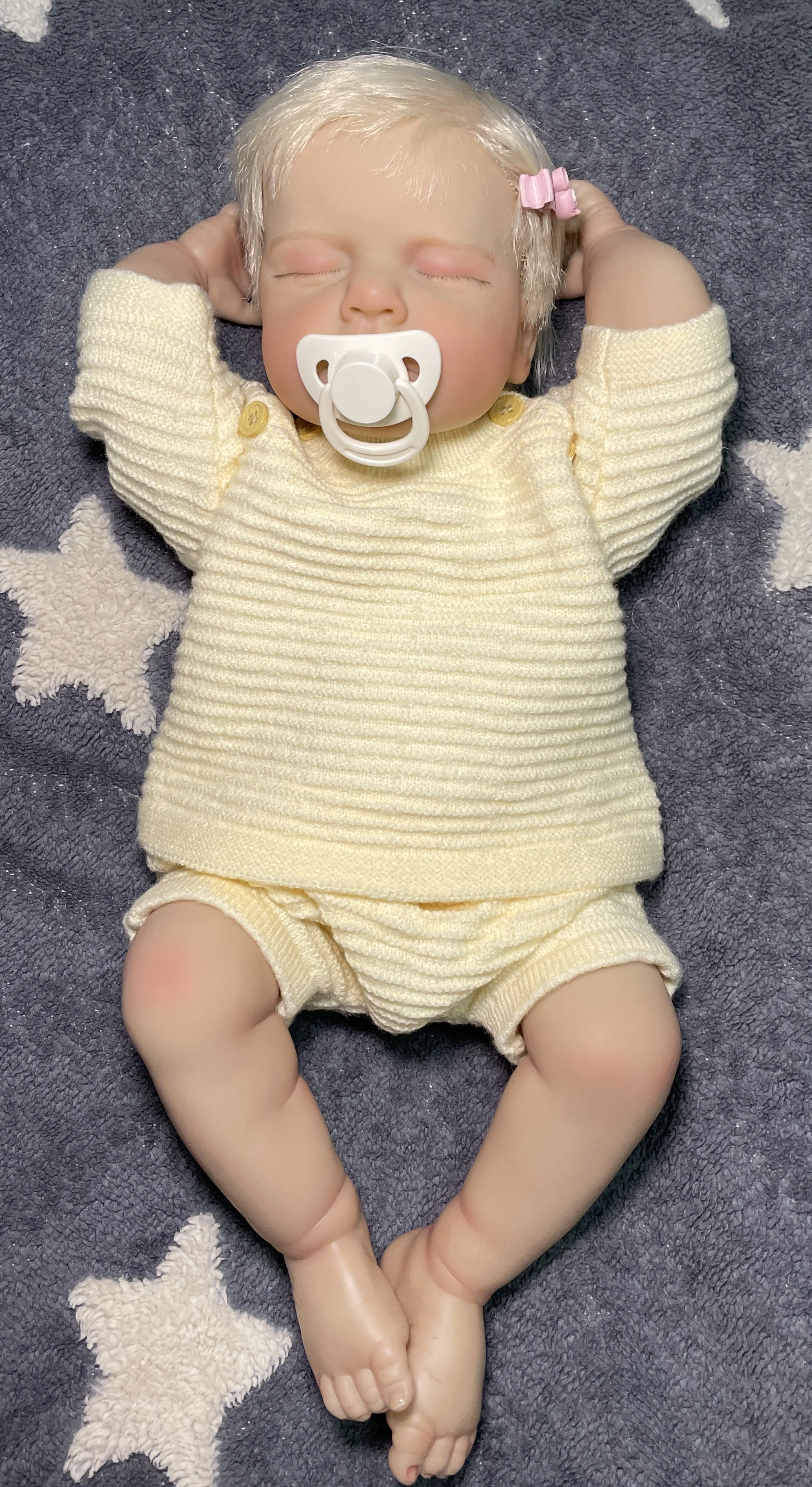 19 inch  LouLou Full Body Reborn Baby Doll Lifelike Soft Touch Cuddly Newborn Baby Doll Multiple Layers Painting 3D Skin