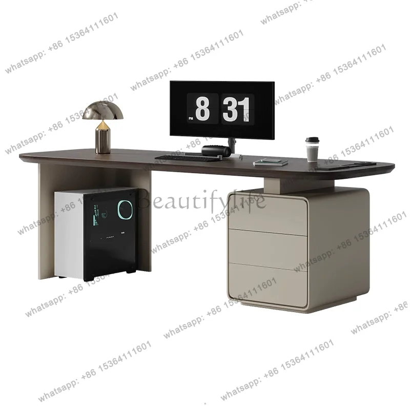 

Italian light luxury solid wood desk high-end minimalist home computer desk
