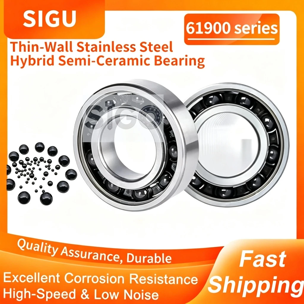 Thin‑Wall Stainless Steel Hybrid Ceramic Bearing 61906 61907 61908 61909 61910 61911-2RS Corrosion Resistance