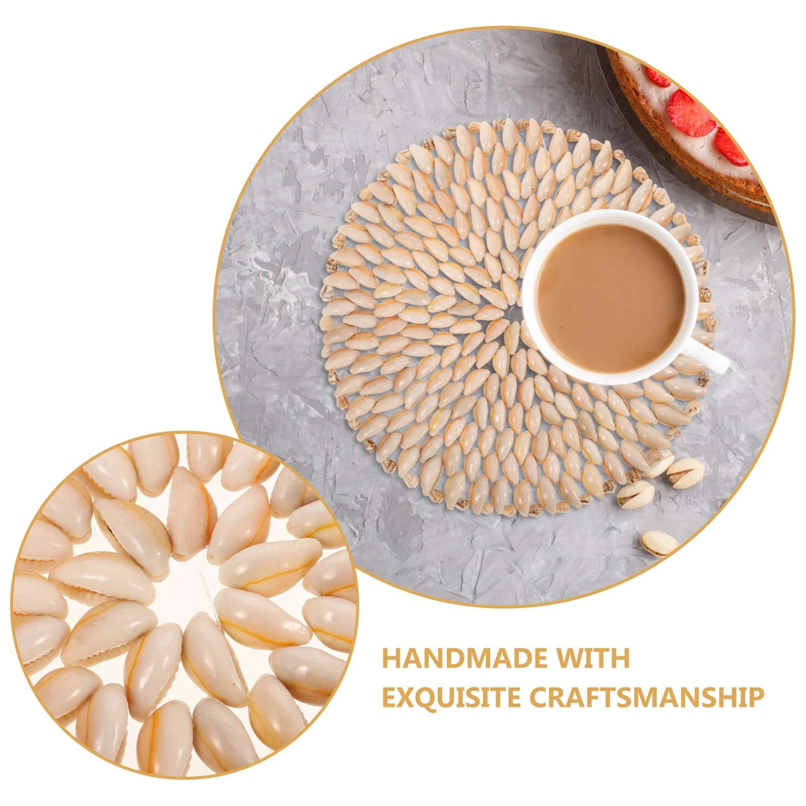 

Shell Coaster Heat Insulation Cup Mat Round Drink Coaster For Home Table Non-Slip Mug Pad Ocean Themed Coasters