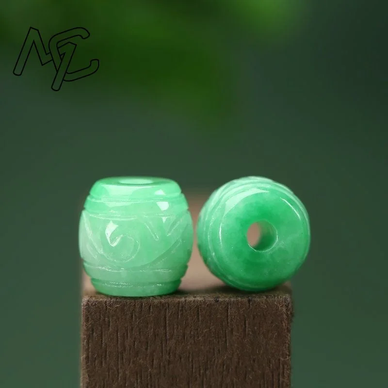Lot de 3 perles de jade vert naturel pour bracelet DIY, breloque, bijoux en jadéite, accessoires de mode, amulette, cadeaux pour femmes et hommes
