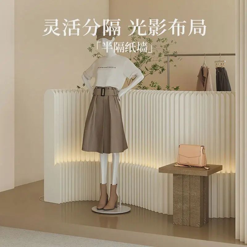 Folding Paper Wall Accordion Lighted Screen Eco-Friendly Space Saving Room Divider for Art Exhibition